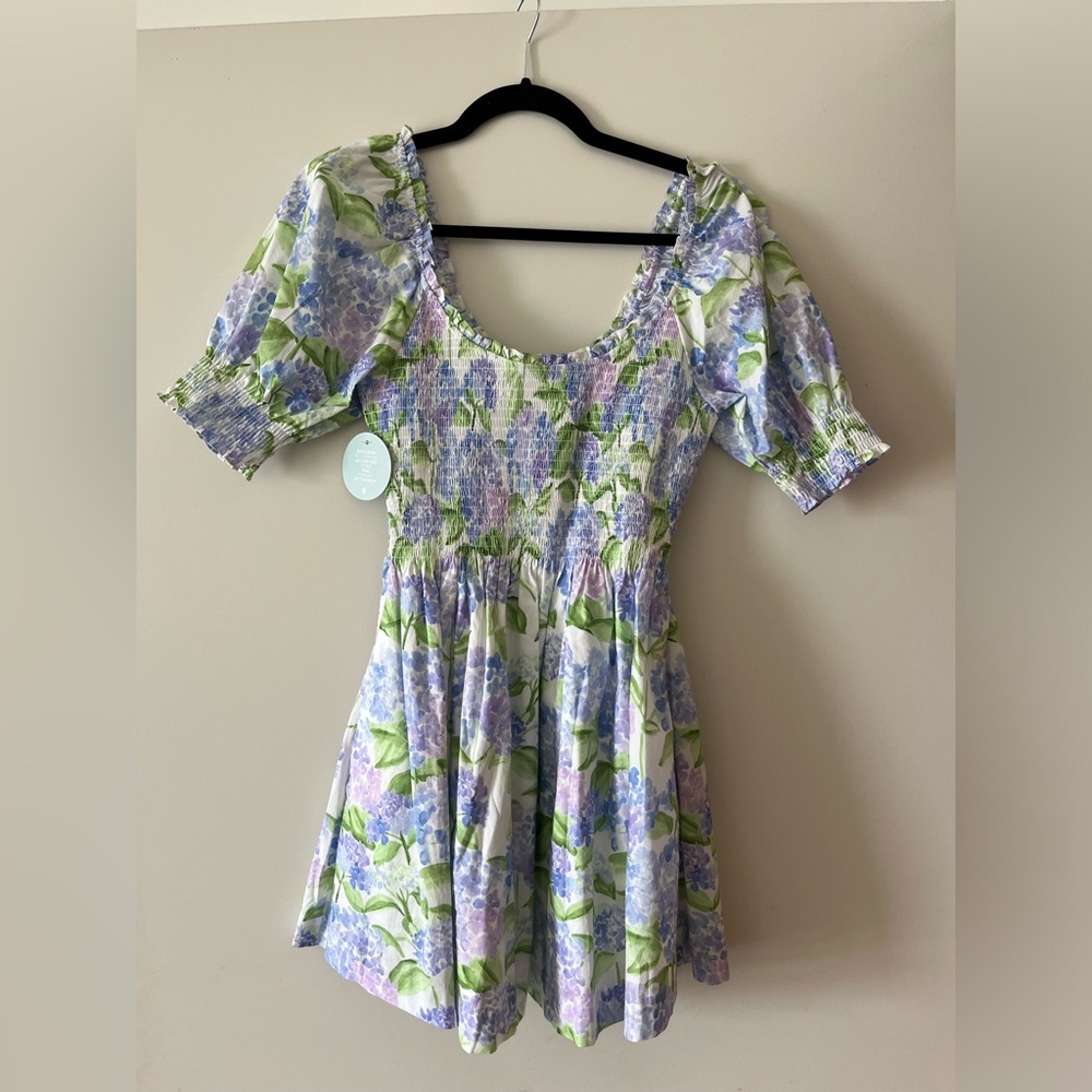 Hill House the Naia Nap Dress - Blue Hydrangea Cotton. Small.
